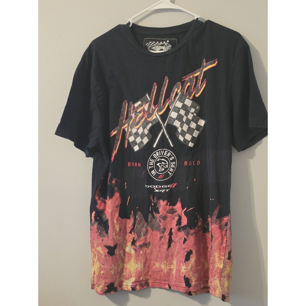 Reason Dodge SRT Hellcat T-Shirt Mens XL Black Racing‎ Graphic Flame Streetwear